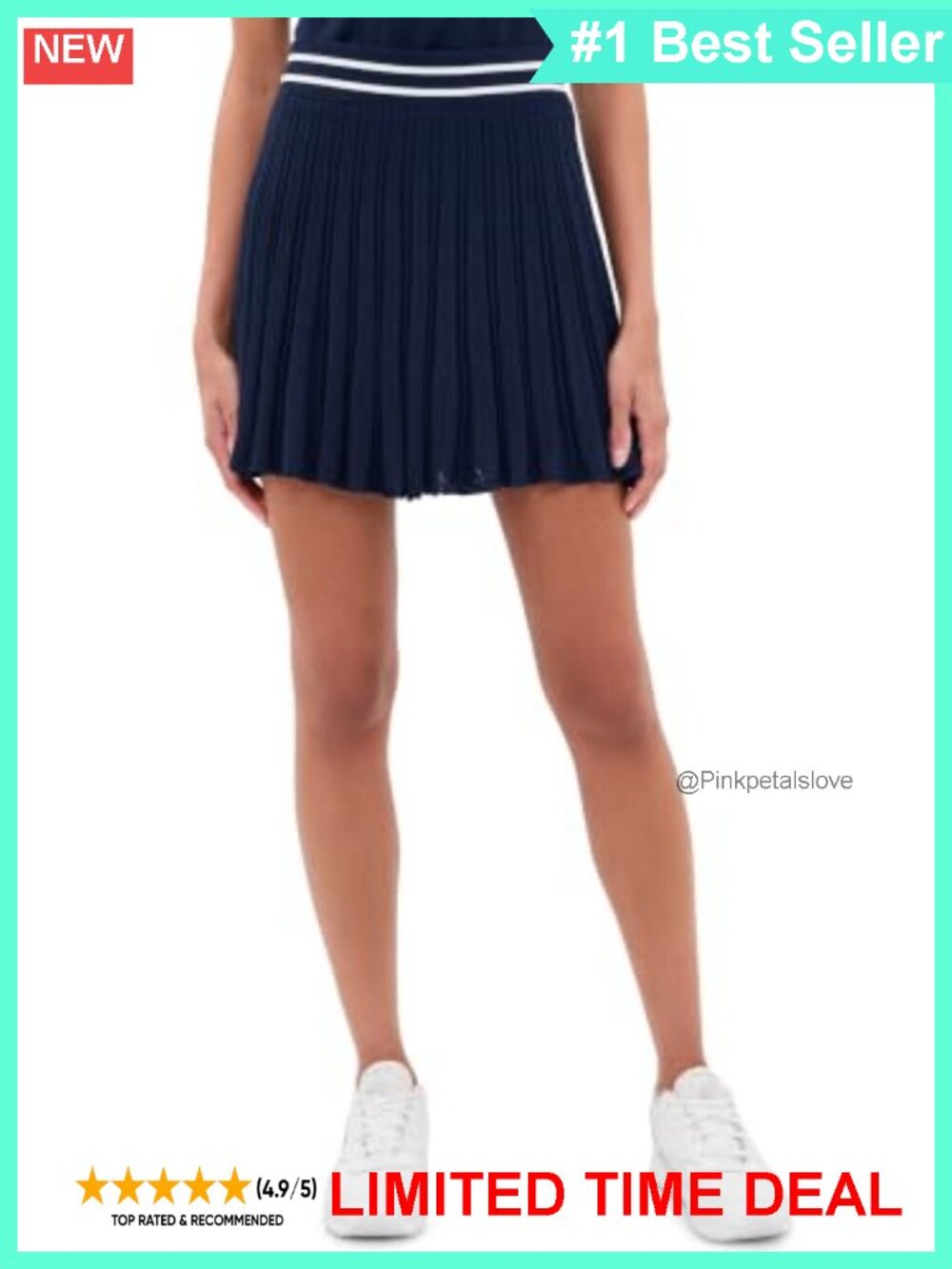 Pointelle Knit Skort with Built-In Shorts and Contrast Stripes